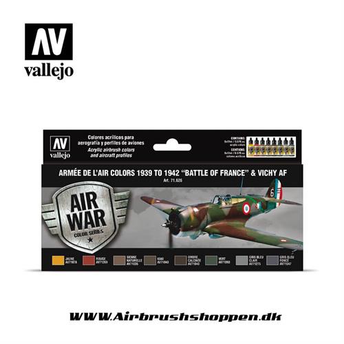 71.626 Armée de l’Air colors 1939 to 1942 “Battle of France” & Vichy AF, 8 x 17 ml Air War
